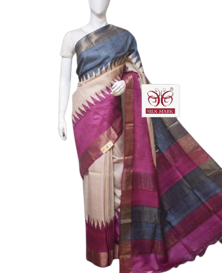 Pure Tussar Silk print saree
