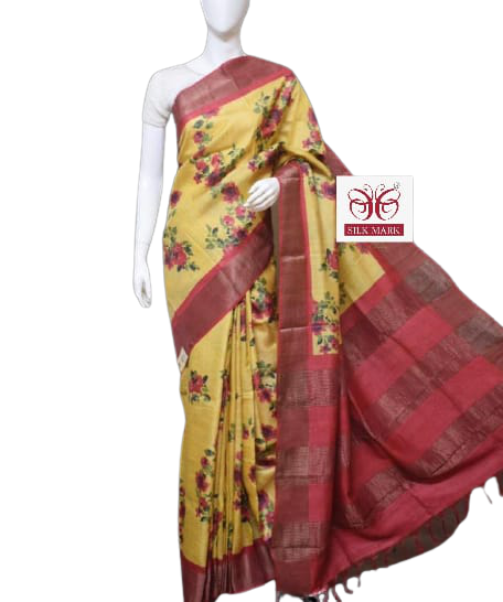 Pure Tussar Silk print saree