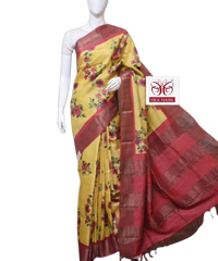 Pure Tussar Silk print saree