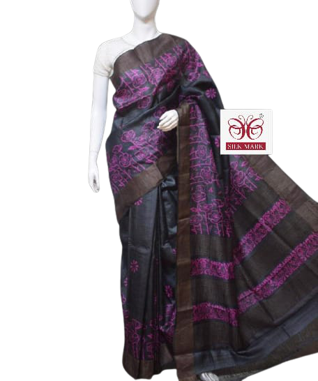 Pure Tussar Silk print saree