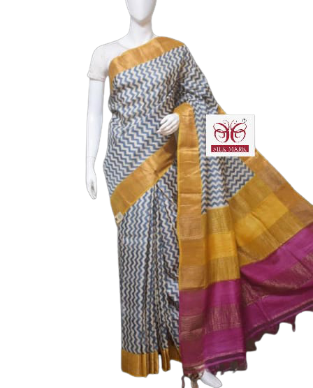 Pure Tussar Silk print saree