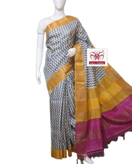 Pure Tussar Silk print saree