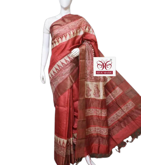 Pure Tussar Silk print saree