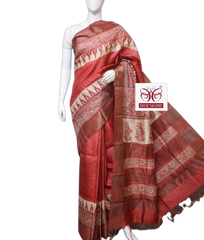 Pure Tussar Silk print saree