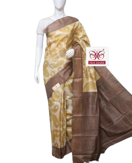 Pure Tussar Silk print saree