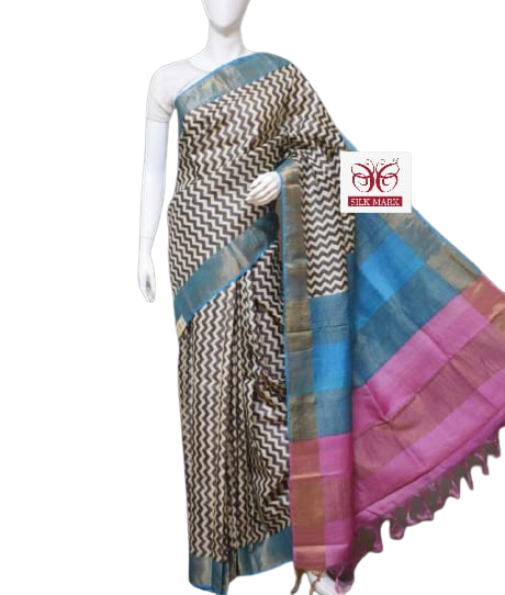 Pure Tussar Silk print saree