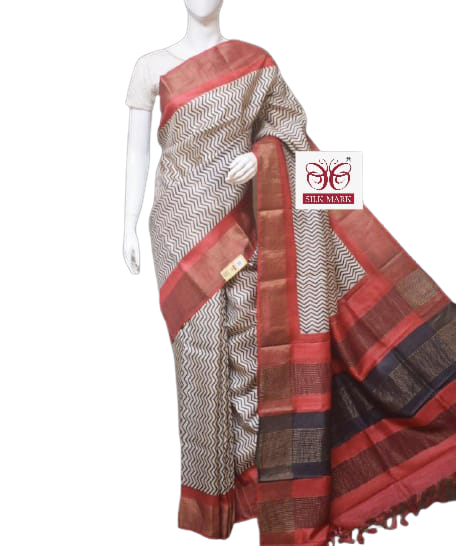 Pure Tussar Silk print saree