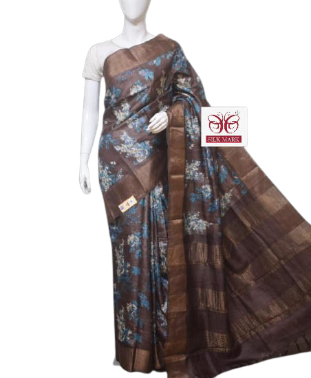 Pure Tussar Silk print saree