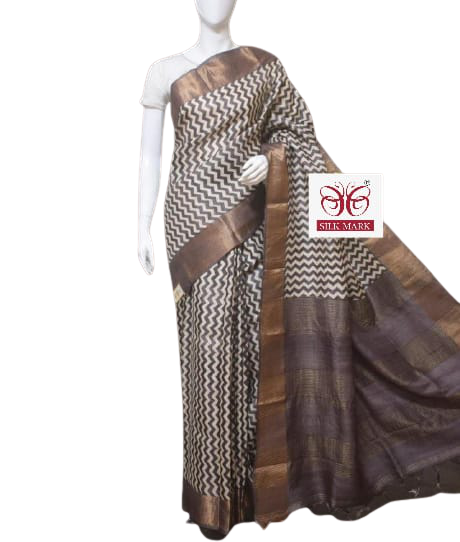 Pure Tussar Silk print saree