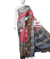 Pure Tussar Silk print saree