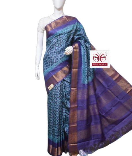 Pure Tussar Silk print saree