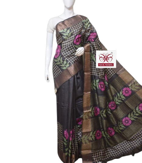 Pure Tussar Silk print saree
