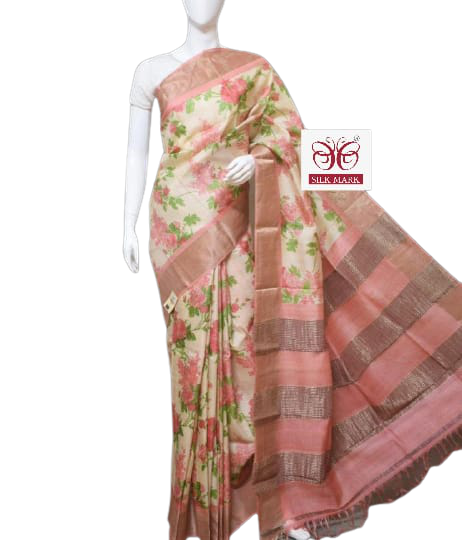 Pure Tussar Silk print saree