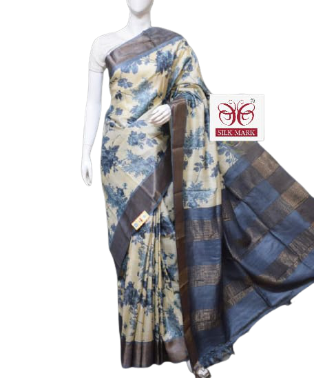 Pure Tussar Silk print saree