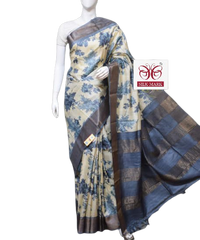 Pure Tussar Silk print saree