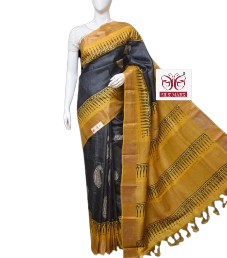 Pure Tussar Silk print saree