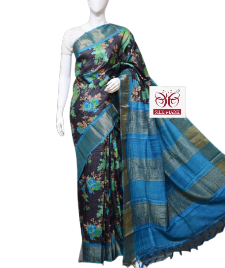 Pure Tussar Silk print saree