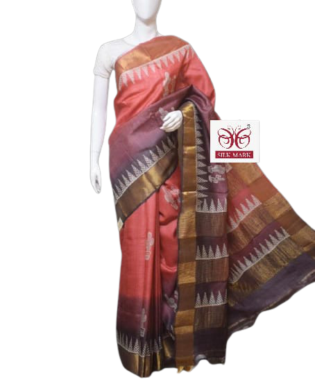 Pure Tussar Silk print saree