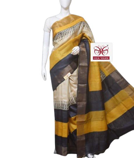 Pure Tussar Silk print saree