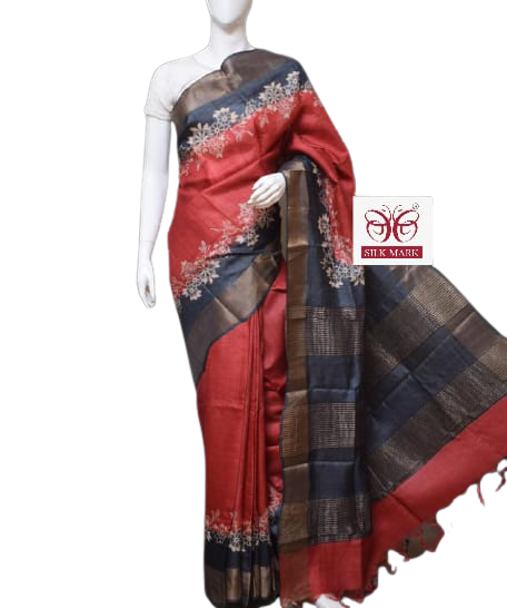 Pure Tussar Silk print saree
