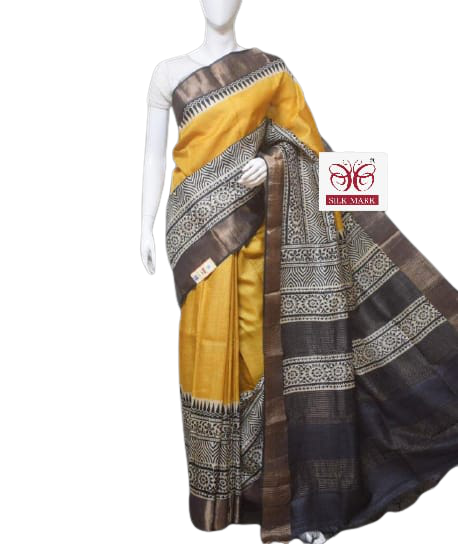 Pure Tussar Silk print saree