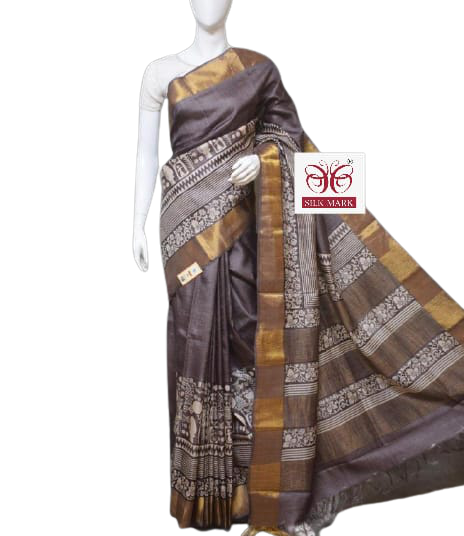 Pure Tussar Silk print saree