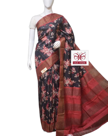 Pure Tussar Silk print saree