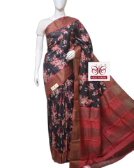 Pure Tussar Silk print saree