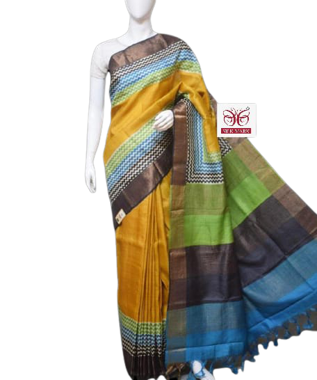 Pure Tussar Silk print saree