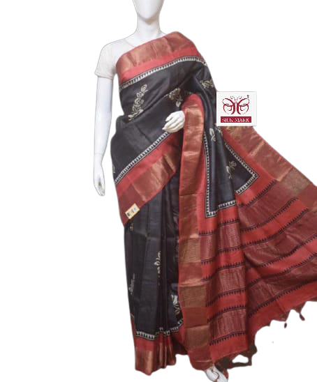Pure Tussar Silk print saree