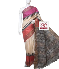 Pure Tussar Silk print saree