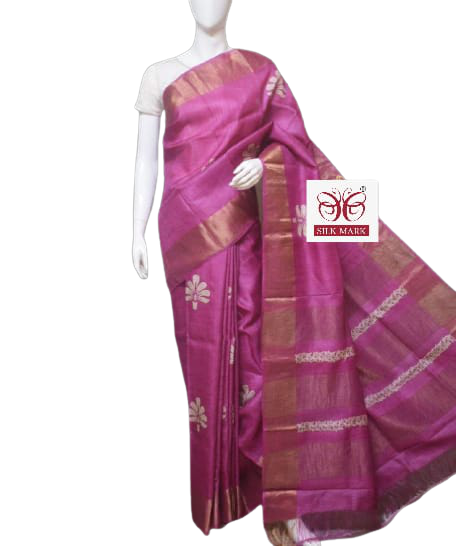 Pure Tussar Silk print saree