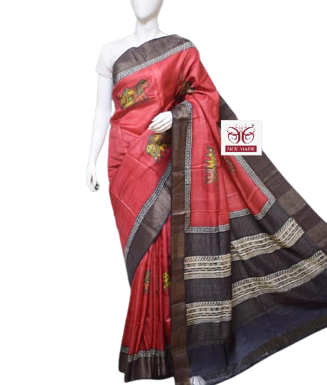 Pure Tussar Silk print saree