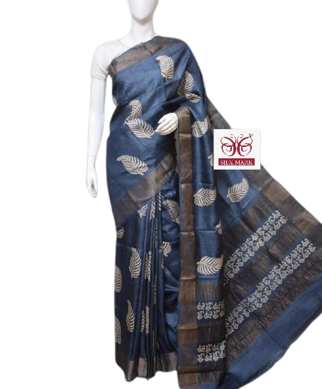 Pure Tussar Silk print saree