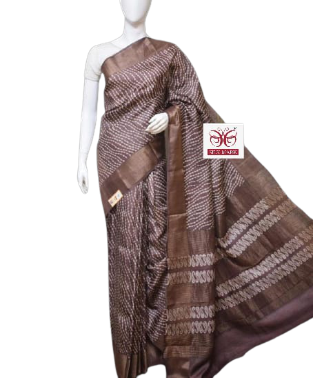 Pure Tussar Silk print saree