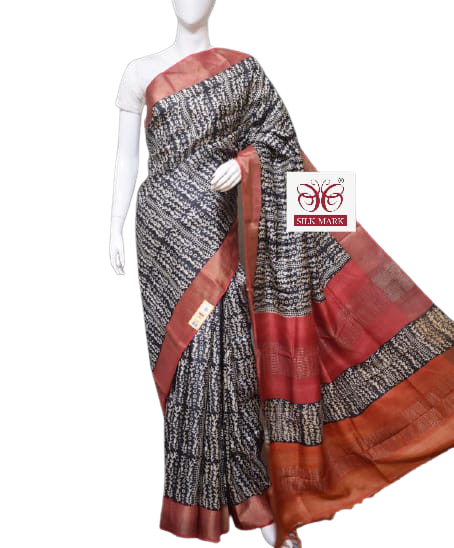 Pure Tussar Silk print saree