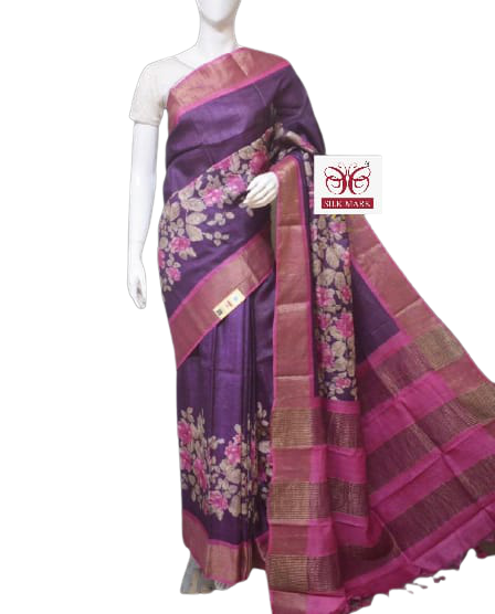 Pure Tussar Silk print saree
