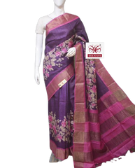 Pure Tussar Silk print saree
