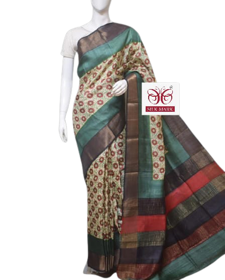 Pure Tussar Silk print saree