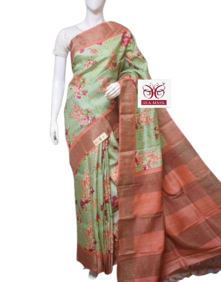 Pure Tussar Silk print saree