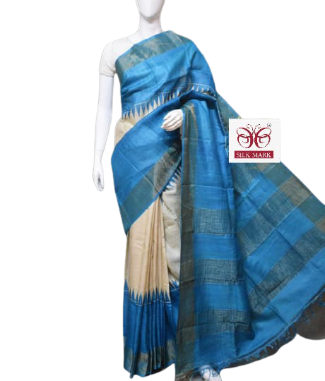 Pure Tussar Silk print saree
