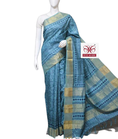 Pure Tussar Silk print saree