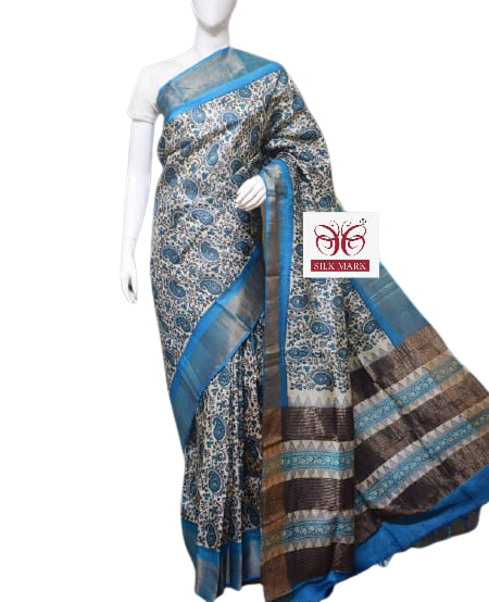 Pure Tussar Silk print saree