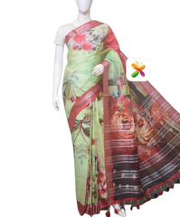 PURE LINEN DIGITAL PRINT SAREE SILK ZONE
