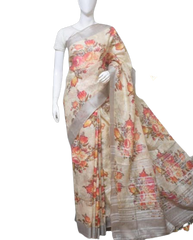 PURE LINEN DIGITAL PRINT SAREE SILK ZONE