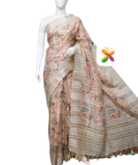 PURE LINEN DIGITAL PRINT SAREE SILK ZONE