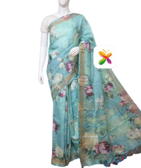PURE LINEN DIGITAL PRINT SAREE SILK ZONE