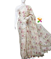 PURE LINEN DIGITAL PRINT SAREE SILK ZONE