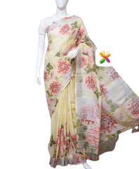 PURE LINEN DIGITAL PRINT SAREE SILK ZONE