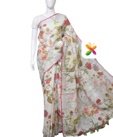 PURE LINEN DIGITAL PRINT SAREE SILK ZONE